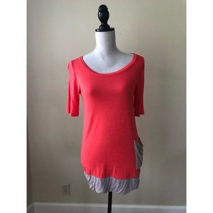 Anthropologie Top Bordeaux Medium Tunic Coral